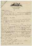 Moe Howard 3pp. Handwritten Comedic Sketch on Two Sheets of His Wife's Stationery -- Measures 7.25'' x 10.5'' -- Very Good